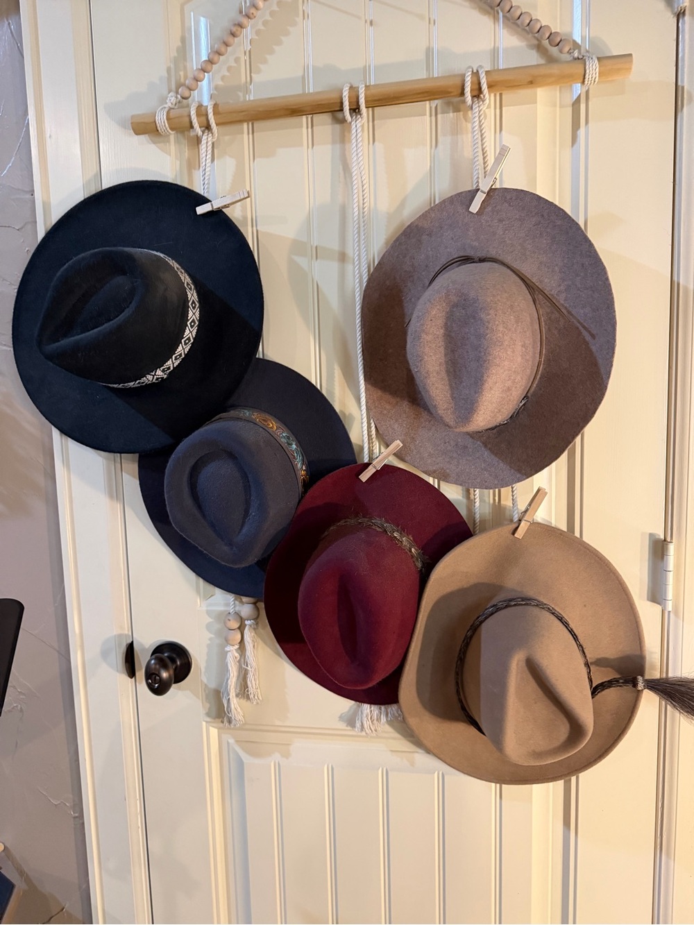 Collection of Felt Fedora Hats in Navy, Burgundy, Taupe, Gray